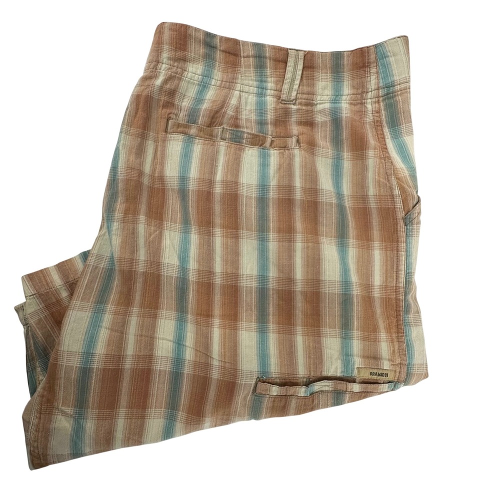 Vintage Gramicci Artisan Wash Plaid Shorts Mens 40 Cotton Earth Tone Check Gorp